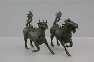 FIGURINER, ett par, mytologiska bronshästar, 17001800-tal, Kina