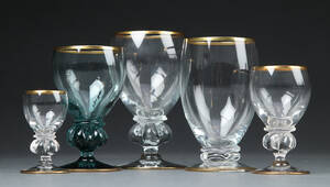 Jacob E. Bang for Holmegaard. Gisselfelt glasbesætning m. guldkant 62