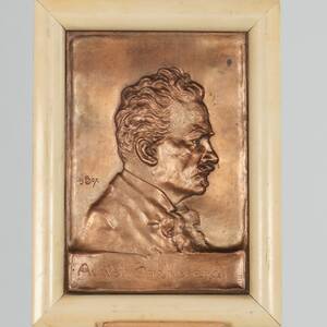 OTTO STRANDMAN kopparrelief föreställande August Strindberg 1907 15,5x10,5cm
