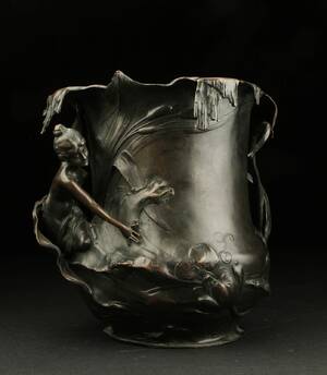 Fransk art nouveau vase af bronze