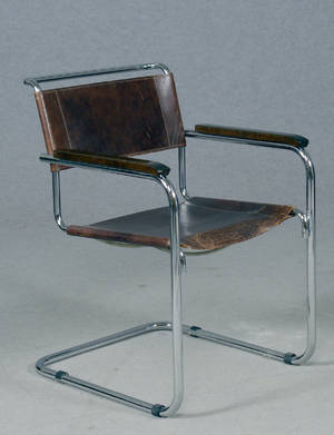 Karmstol, bauhaus-stil, läder