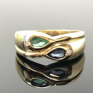 Ring mit Saphir, Smaragd und Brillanten