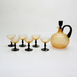 KARAFF med propp samt 6 glas Engshyttan ca 19301940-tal.