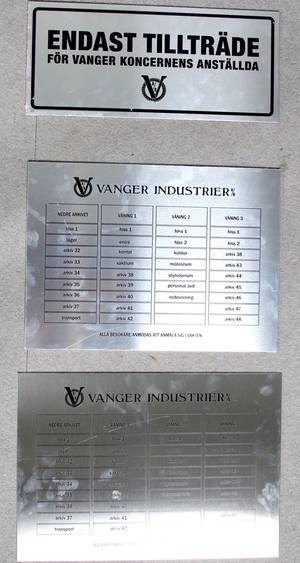 Skyltar, Vanger industrier, 3 st