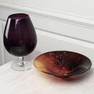 KONSTGLAS, 2 delar, varav skålfat Mats Jonasson, Målerås