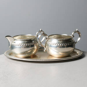 GRÄDDKANNA, SOCKERSKÅL PÅ FAT, Sterling silver