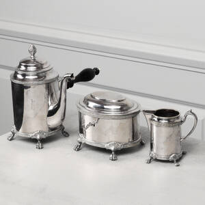 SERVERINGSSET, 3 dlr, gustaviansk stil, nysilver, A G Dufva, Stockholm