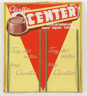 Reklamskylt, Cloetta, Center, omkring 1900-talets mitt