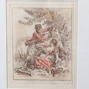 GILLES DEMARTEAU efter Francios Boucher, crayongravyr, ca 1770-tal