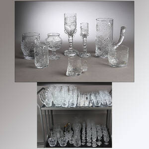 Eugen Montelin for Reijmyre Glasbruk. En Björkstubbe Birkestubbe glasbesætning, 1970erne 104