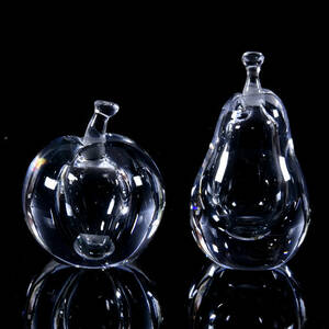 PARFYMFLASKOR, 2 stycken, glas Vicke Lindstrand, Kosta.