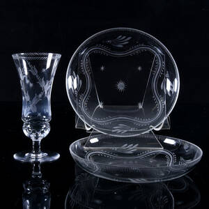 GLAS SAMT FAT, 3-stycken, glas, Edvin Ollers, Elme glasbruk.