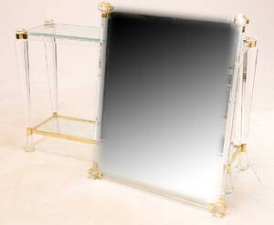 Italiensk design Konsol og spejl af plexiglas med guldfarvede kanter 2