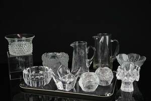 SKÅLAR, ljuslyktor, ytterfoder samt kannor, bl.a. Kosta Boda, Orrefors, Nuutajärvi