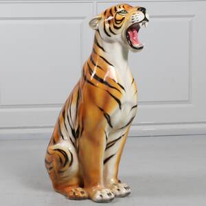 SKULPTUR, Tiger, porslin, 1980-tal