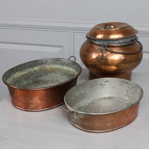 BULKRUKA samt 2 FORMAR, koppar, 1800-tal