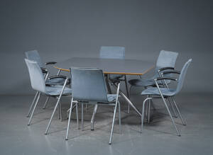 Four Design, bord samt stole, grå laminat matforkromet stål 7