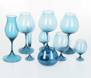 Nils Landberg Orrefors Glas 1950-tal 9st