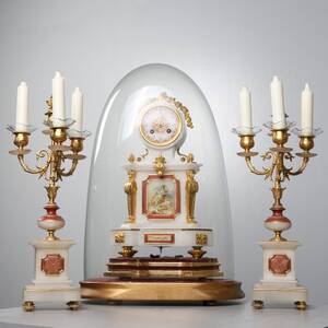 BORDSUR samt kandelabrar, Joseph Leja, Stockholm,, 1800-talets slut, 3 delar