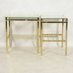 SÄNGBORD, 1-par, mässingglas, 1970-tal.