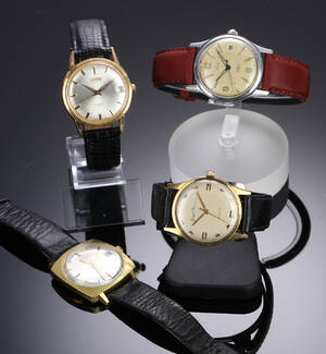 Roamer, Gezet Plana m.fl. Samling vintage herreure i stål og forgyldt stål, ca. 1950-60erne