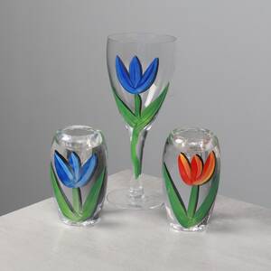 ULRICA HYDMAN VALLIEN, ljusstakar samt glas, Kosta Boda, 3 delar