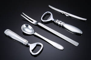 Georg Jensen. Dobbeltriflet, Bernadott m.fl. samling serveringsdele af sølv 5