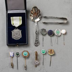 PINS, MEDALJ, UPPLÄGGNINGSBESTICK, Silver