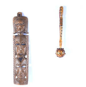 VÄGGMASK, trä, Afrika samt stridsklubba, trä 1900-taletssenare de.
