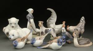 Royal Copenhagen samt Bing og Grøndahl, samling porcelænsfigurer. 12
