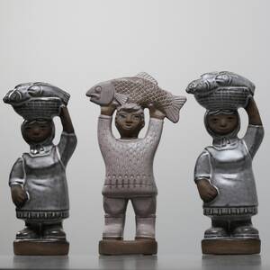 DOROTHY CLOUGH, 3 figuriner, Upsala Ekeby