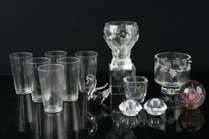 PARTI med grogglas, ishink, brevpress, skålar, ljusstakar, bl.a. Reijmyre, Gränna glas