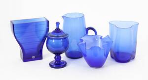 Blåtonat glas 5 delar