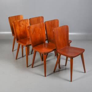 GÖRAN MALMVALL, stolar, 6 st, Svensk fur, 1940 50-tal