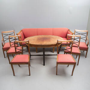 SALONGSGRUPP, 8 delar. Carl Malmsten, enligt uppgift, 1920-tal.