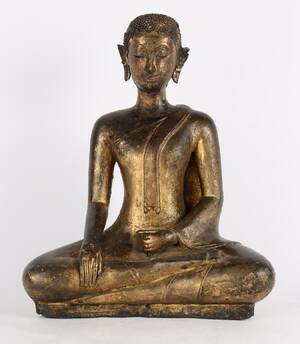 Siddende Buddha af forgyldt bronze