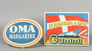 Reklameskilte, Schiønning Arvé Gummi OMA Margarine 2