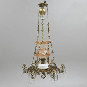 TAKLAMPA, mässingglas, Lindstedt o son, Kalmar, 1900-tal.