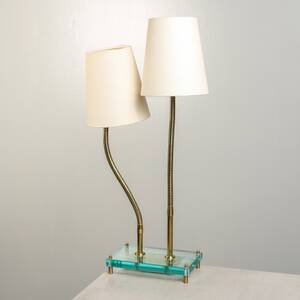 BORDSLAMPA, Sandberg, glas, mässing, 2000-tal