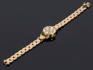 Omega damearmbåndsur med lænke i 14 karat guld.