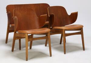 Hans Olsen 1919-1992 To-personers skalsofa samt par skalstole 3