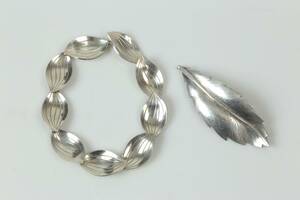 ARMBAND, Stigbert, samt BROSCH, silver