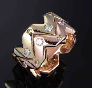 Brillantring i 14 kt. rosa- og gulguld, 0.36 ct.