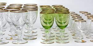 Lyngby Glasværk. Mågeglas glasbesætning med guldkant72