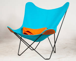 Juan Kurchan Jorge Ferrari Hardoy, Butterfly Chair Fledermausstuhl Flagermusstol Modell Mariposa, Ausstellungsstück für Cuero 2
