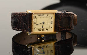 Damarmbandsur i förgylldt silver, Cartier