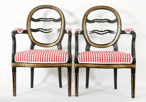 Karmstolar ett par, gustaviansk stil, 1900-tal
