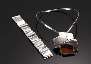 Armbånd samt halskæde, sølv. Peter Vang. 2