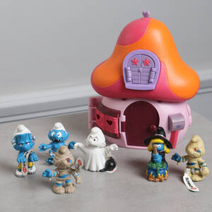 SMURFAR 6 st, samt smurfhus, SchleichPeyo