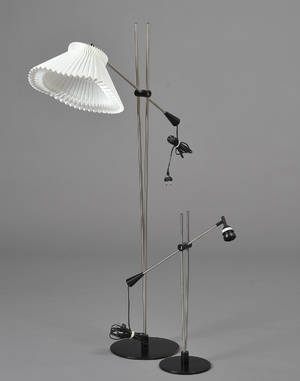 Christian Hvidt for Le Klint. Standerlampe og bordlampe, model 323 og 309 2